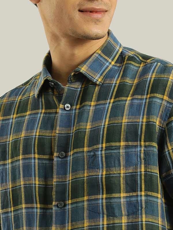 Indian Terrain Men Checkered Green Shirt